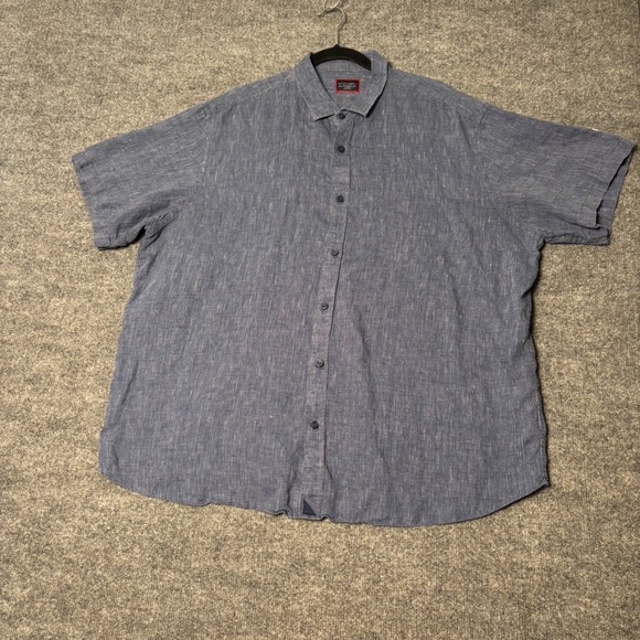 UNTUCKit Other - UNTUCKit Linen Shirt Mens XXL Blue Canon Striped‎ Short Sleeve Relaxed Fit